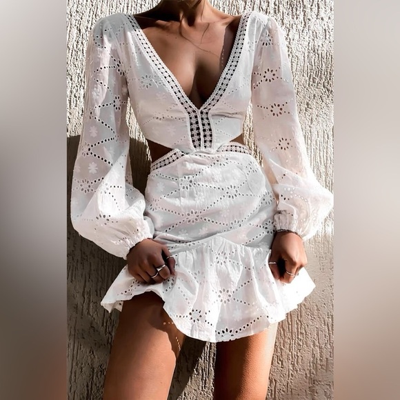 J.ING White Cutout Mini Summer Dress - Picture 2 of 5